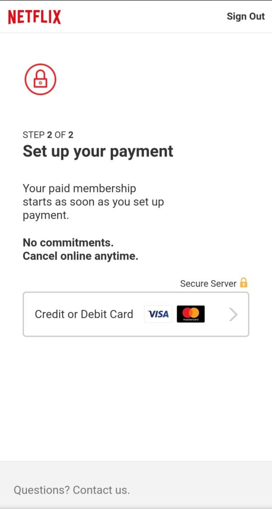 Netflix plans screenshot on a phone