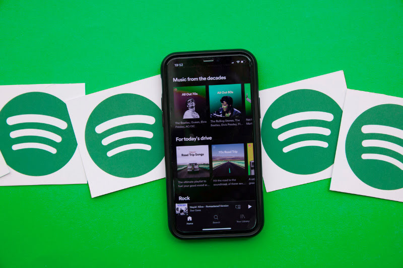 iPhone with spotify playing